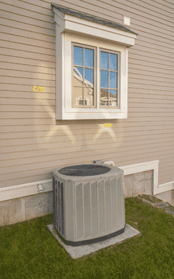 Air conditioning unit outside a house